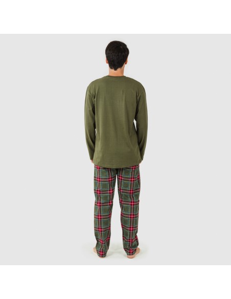 Pijama hombre franela Cuadro Milton verde cacería comprar-pijamas-largos-hombre