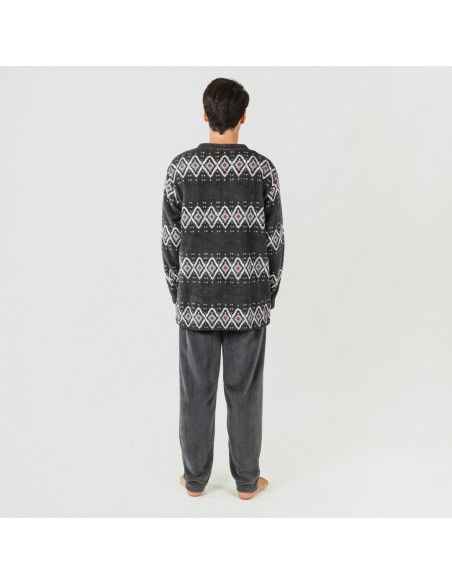 Pijama coral hombre Andros gris