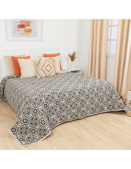 Colcha jacquard chenilla Capri beige negro - 120gr Colcha jacquard chenilla Capri beige negro - 120gr