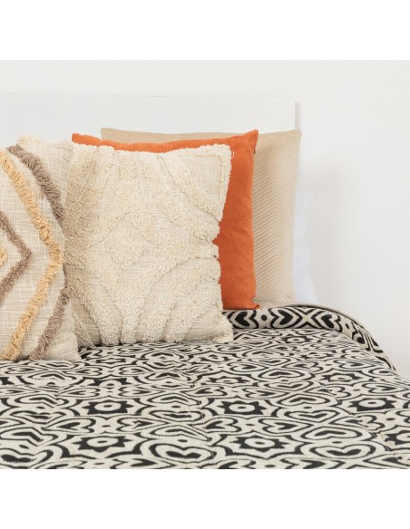 Colcha jacquard chenilla Capri beige negro - 120gr Colcha jacquard chenilla Capri beige negro - 120gr