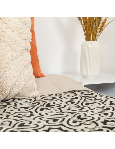 Colcha jacquard chenilla Capri beige negro - 120gr Colcha jacquard chenilla Capri beige negro - 120gr