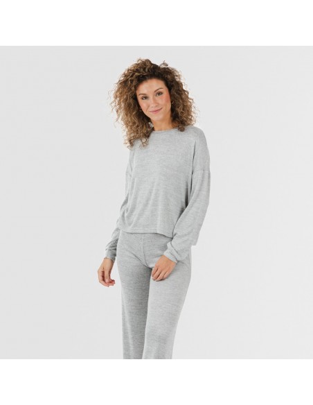 Pijama angorina gris mezcliyado pijamas-mujer