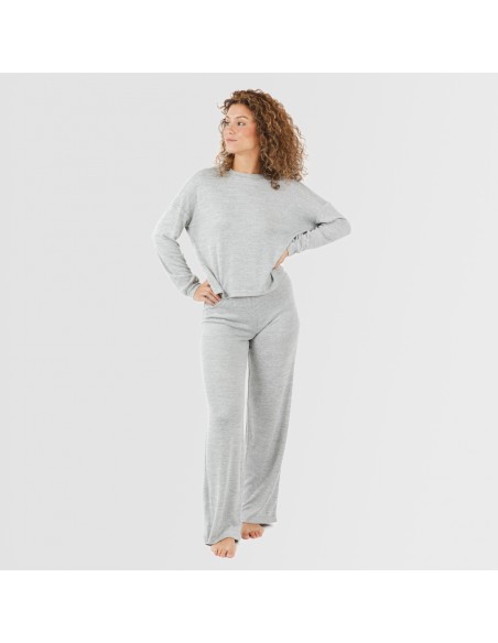 Pijama angorina gris mezcliyado pijamas-mujer