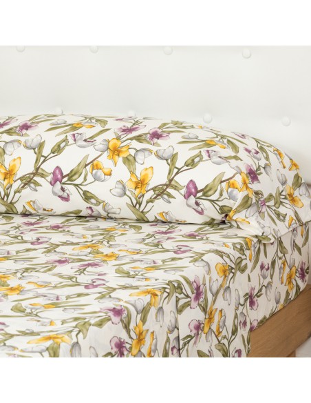 Juego de sábanas algodón percal Magnolio natural Juego de sábanas algodón percal Magnolio natural