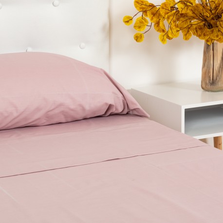 Juego de sábanas algodón lisas Medidas sábanas Cama 180cm colores rosa malva