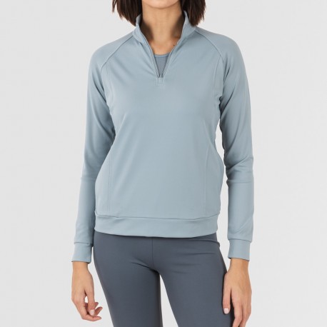 Sudadera deportiva mujer con cremallera y bolsillo indigo