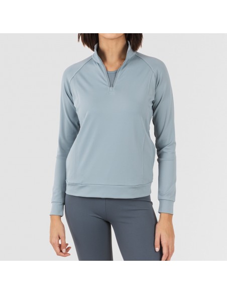 Sudadera deportiva mujer con cremallera y bolsillo indigo