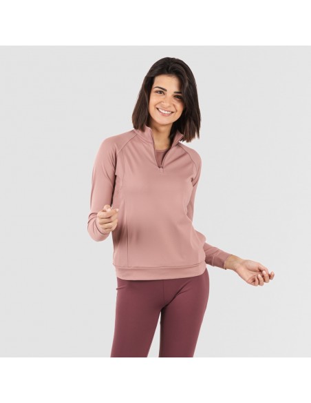 Sudadera deportiva mujer con cremallera y bolsillo malva