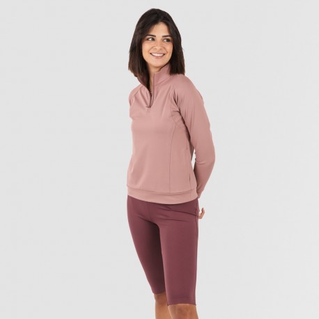 Sudadera deportiva mujer con cremallera y bolsillo malva