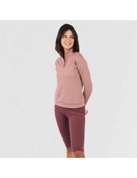 Sudadera deportiva mujer con cremallera y bolsillo malva Sudadera deportiva mujer con cremallera y bolsillo malva