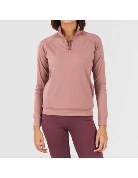 Sudadera deportiva mujer con cremallera y bolsillo malva Sudadera deportiva mujer con cremallera y bolsillo malva