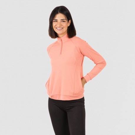 Sudadera deportiva mujer con cremallera y bolsillo naranja sudaderas-mujer