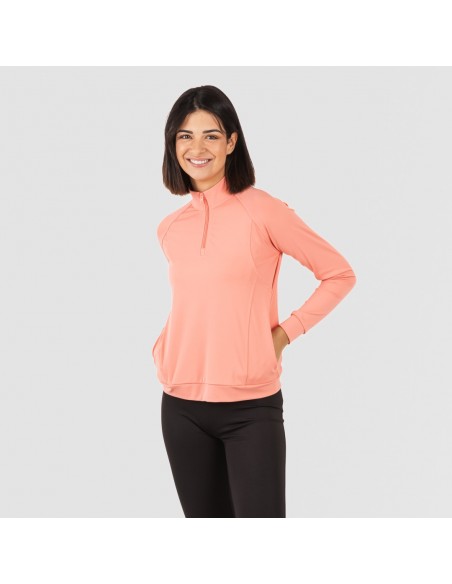 Sudadera deportiva mujer con cremallera y bolsillo naranja Sudadera deportiva mujer con cremallera y bolsillo naranja