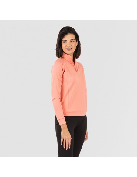 Sudadera deportiva mujer con cremallera y bolsillo naranja Sudadera deportiva mujer con cremallera y bolsillo naranja
