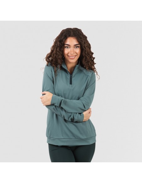 Sudadera deportiva mujer con cremallera y bolsillo verde botella Sudadera deportiva mujer con cremallera y bolsillo verde botella