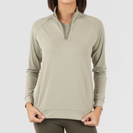 Sudadera deportiva mujer con cremallera y bolsillo verde hoja