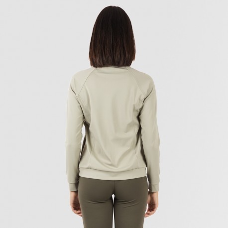 Sudadera deportiva mujer con cremallera y bolsillo verde hoja