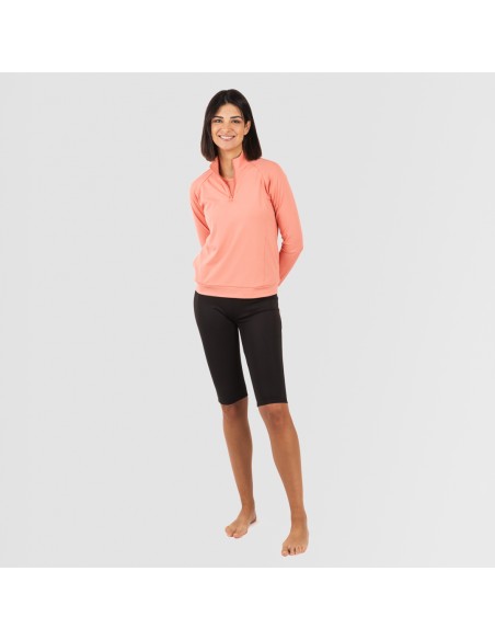 Sudadera deportiva mujer con cremallera y bolsillo naranja Sudadera deportiva mujer con cremallera y bolsillo naranja