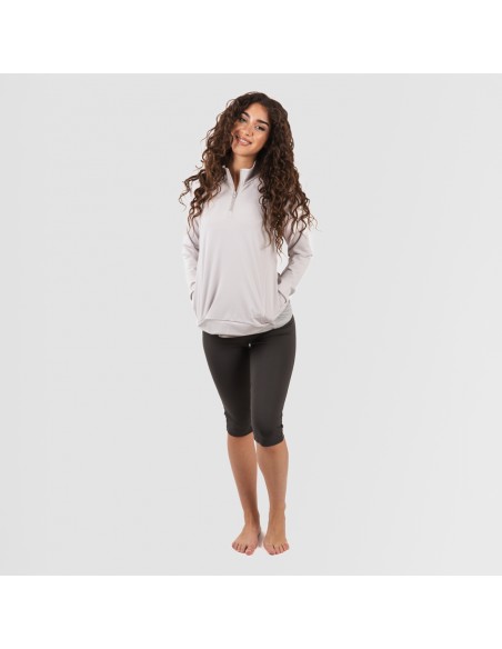 Sudadera deportiva mujer con cremallera y bolsillo perla