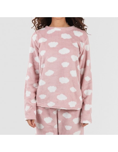 Pijama coral Nube rosa palo pijamas-mujer
