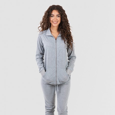 Conjunto deportivo chaqueta cremallera mujer gris ropa-deporte-mujer