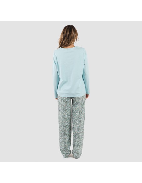 Pijama largo algodón Taylor indigo pijamas-mujer