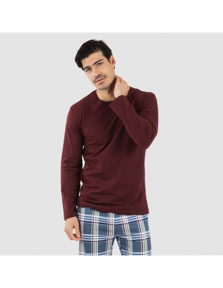 Pijama hombre franela Cuadro Xavi burdeos Pijama hombre franela Cuadro Xavi burdeos
