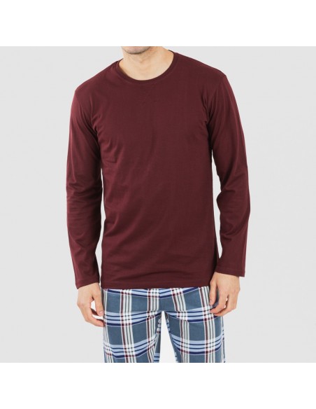 Pijama hombre franela Cuadro Xavi burdeos Pijama hombre franela Cuadro Xavi burdeos