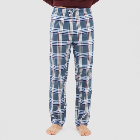 Pijama hombre franela Cuadro Xavi burdeos
