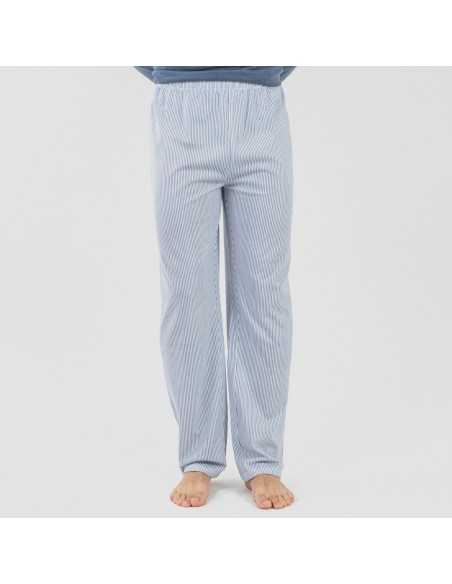 Pijama largo algodón hombre Lista indigo comprar-pijamas-largos-hombre