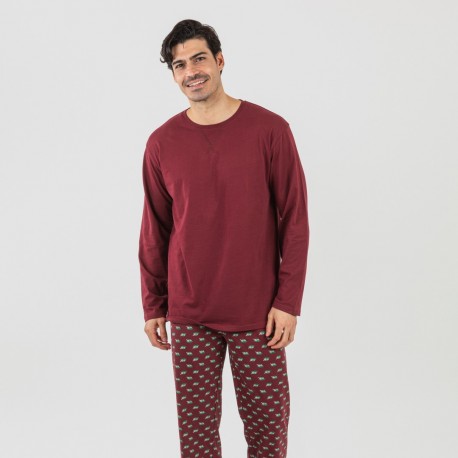 Pijama largo algodón hombre Nino burdeos comprar-pijamas-largos-hombre