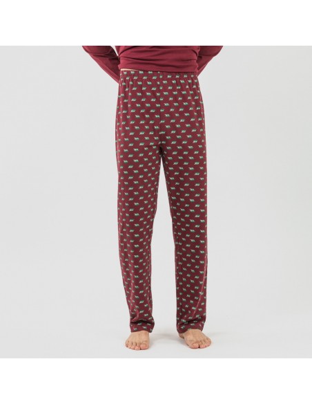 Pijama largo algodón hombre Nino burdeos comprar-pijamas-largos-hombre