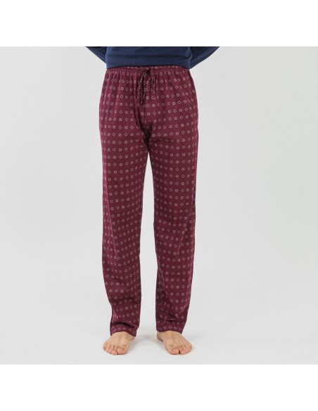 Pijama largo algodón hombre Loui azul marino comprar-pijamas-largos-hombre