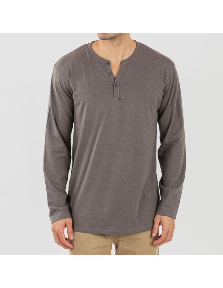 Pijama largo hombre con botones topo - arena Pijama largo hombre con botones topo - arena