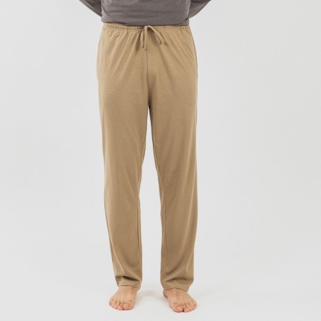 Pijama largo hombre con botones topo - arena