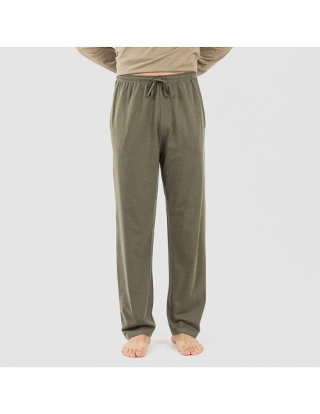 Pijama largo hombre con botones verde cacería - verde oscuro comprar-pijamas-largos-hombre