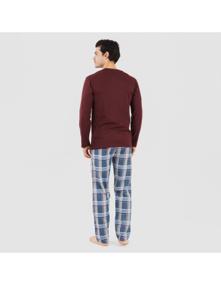Pijama hombre franela Cuadro Xavi burdeos Pijama hombre franela Cuadro Xavi burdeos