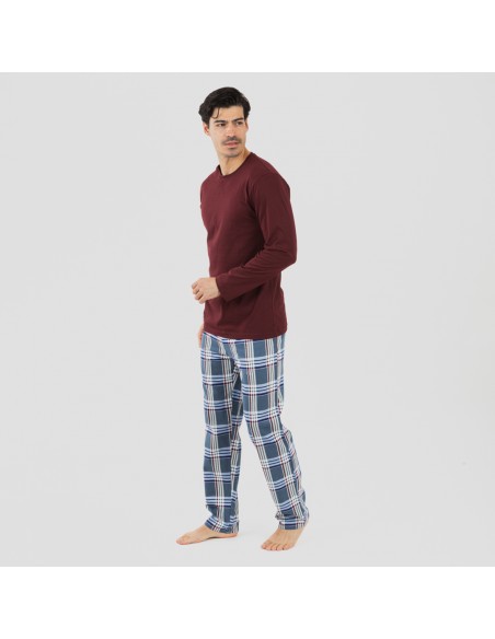 Pijama hombre franela Cuadro Xavi burdeos Pijama hombre franela Cuadro Xavi burdeos