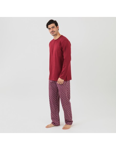 Pijama largo algodón hombre Benacity burdeos comprar-pijamas-largos-hombre