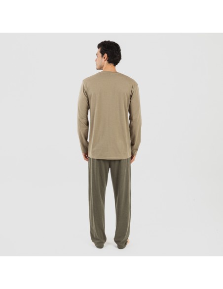 Pijama largo hombre con botones verde cacería - verde oscuro Pijama largo hombre con botones verde cacería - verde oscuro