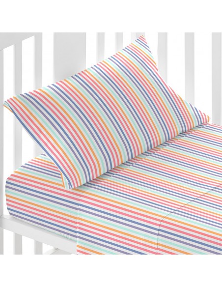 Juego de sábanas algodón Raya Praga cuna Juego de sábanas algodón Raya Praga cuna