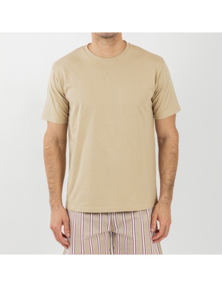 Pijama corto algodón hombre Raya Ico arena Pijama corto algodón hombre Raya Ico arena