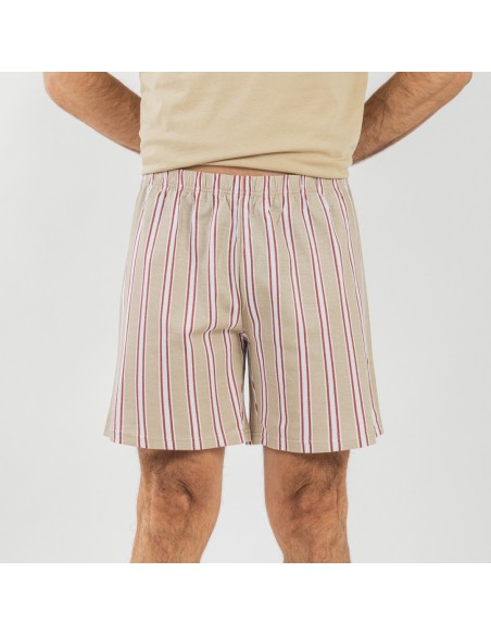 Pijama corto algodón hombre Raya Ico arena Pijama corto algodón hombre Raya Ico arena