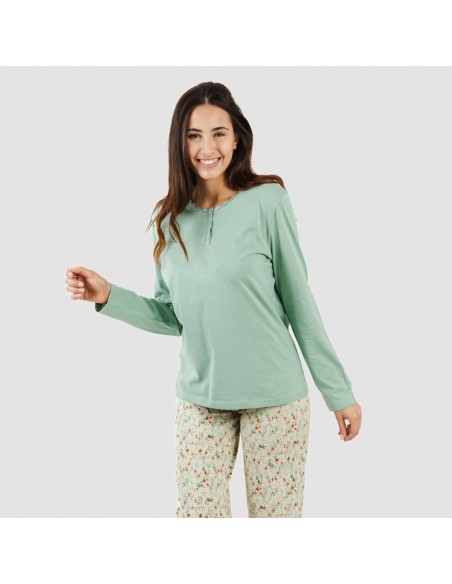 Pijama largo algodón Pamela verde pijamas-largos-mujer