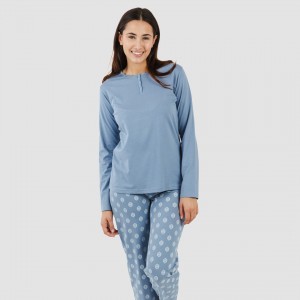 Conjunto de pijama de algodón para parejas, ropa de dormir de manga larga  con cuello redondo y pantalones largos, para otoño e invierno, novedad