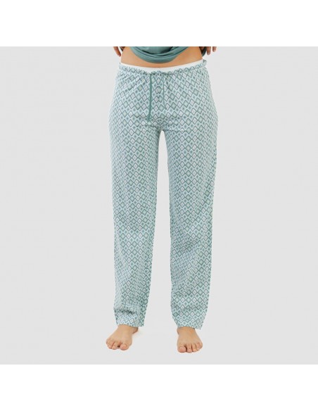 Pijama largo algodón Bianca verde menta pijamas-largos-mujer