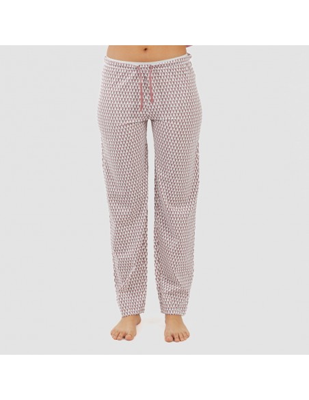 Pijama largo algodón Louise marsala pijamas-largos-mujer