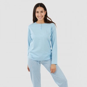 Pijama largo algodón Timon celeste