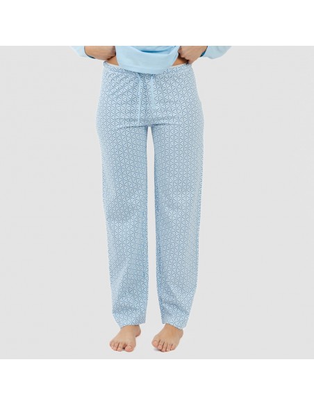 Pijama largo algodón Timon celeste pijamas-largos-mujer