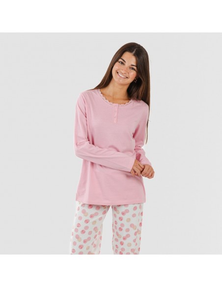 Pijama largo algodón Graciela rosa pijamas-largos-mujer